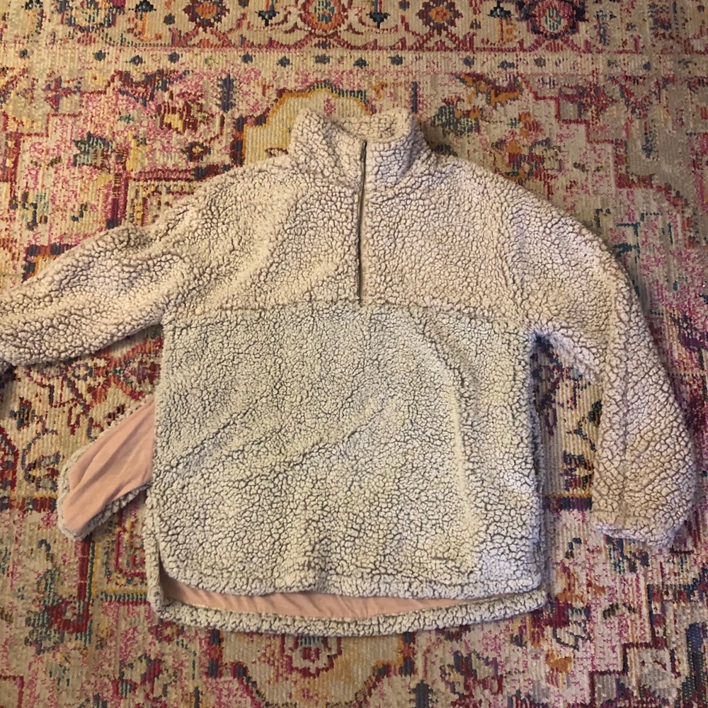 Quarter Zip Fuzzy Sherpa with Pockets